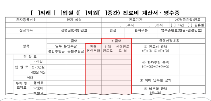 진료비 영수증 이미지