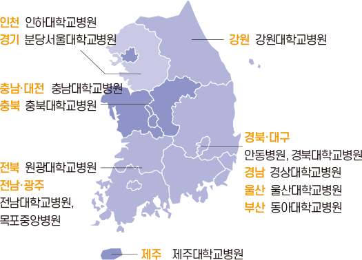 심뇌혈관질환 전문 의료기관 지도 일러스트